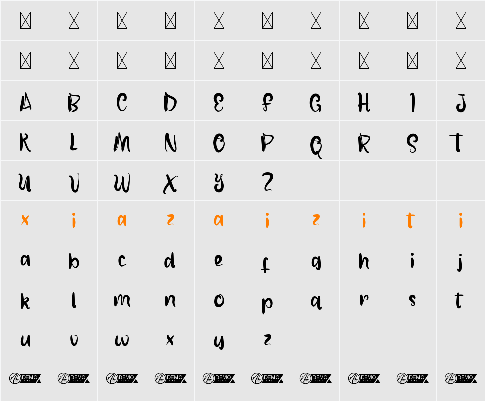 PerjalananCintaDemo 字符映射表