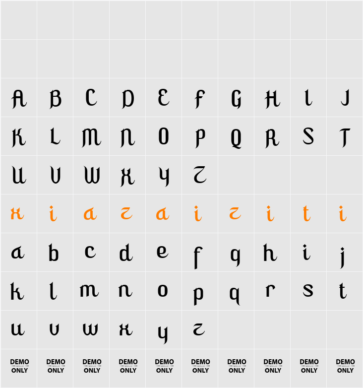 Mutiara Ramadhan Demo 字符映射表