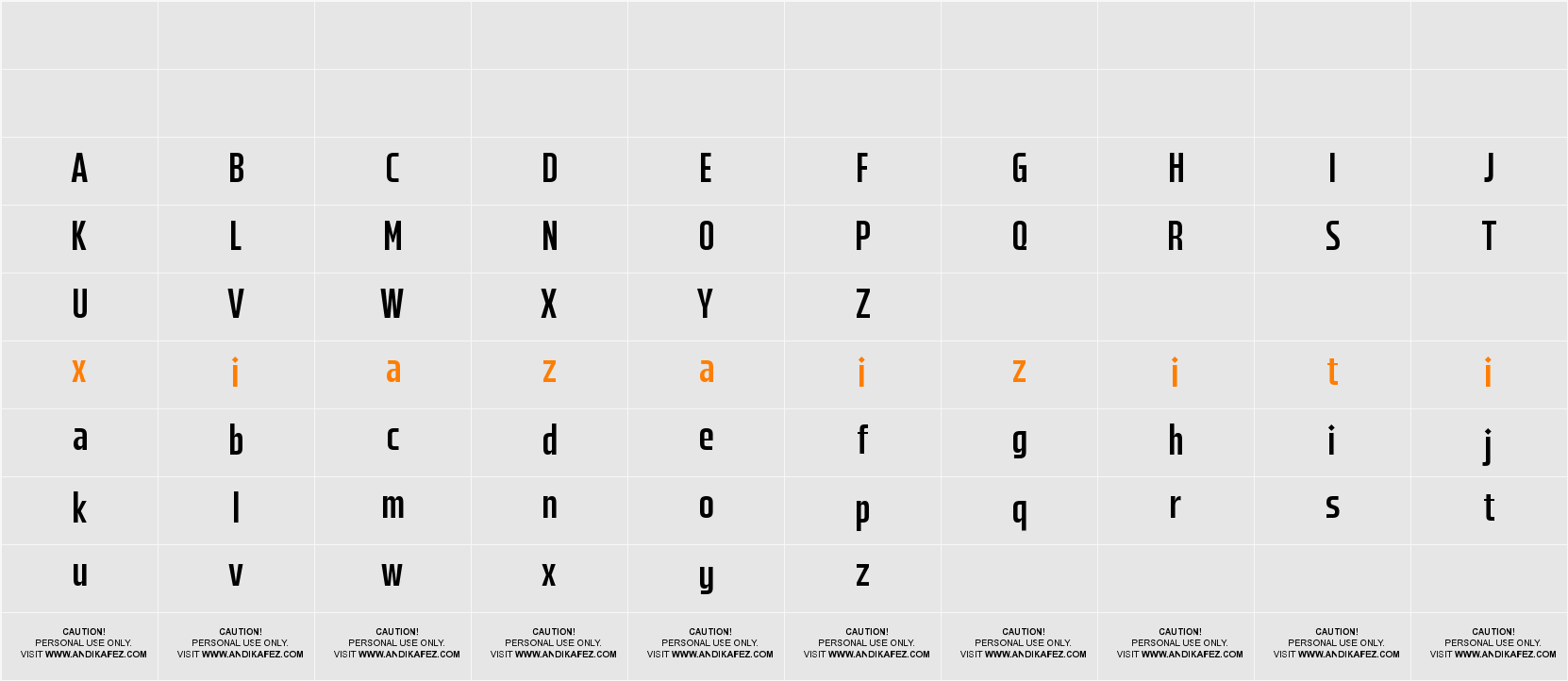 Qiblat Sans Bold 字符映射表