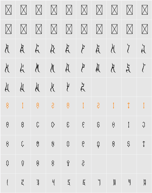 Monsters Wings Demo 字符映射表