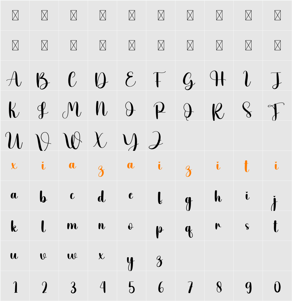 Photography 字符映射表