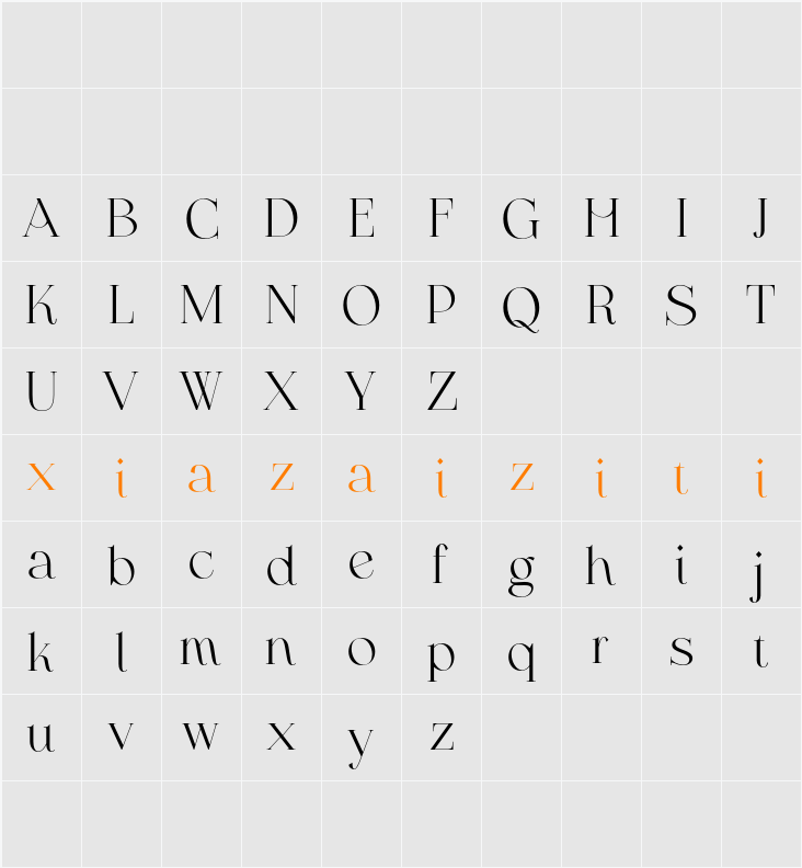 Raena Demo 字符映射表