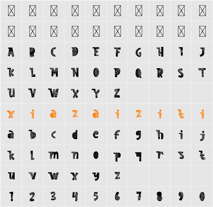 Nordic Whimsy Two 字符映射表