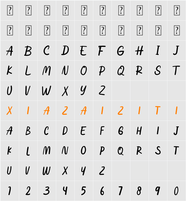 Radiant Sunset 字符映射表