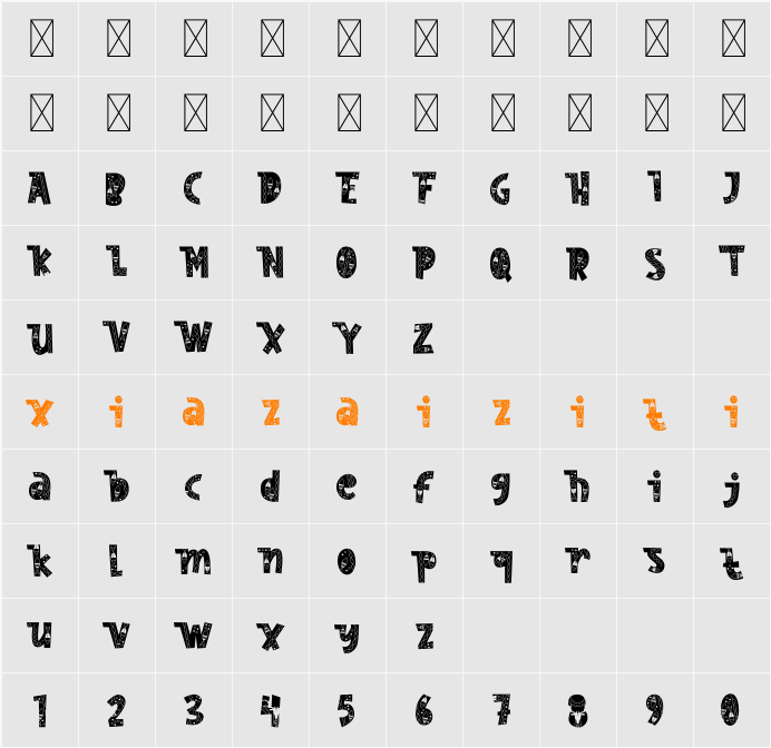 Nordic Whimsy Five 字符映射表