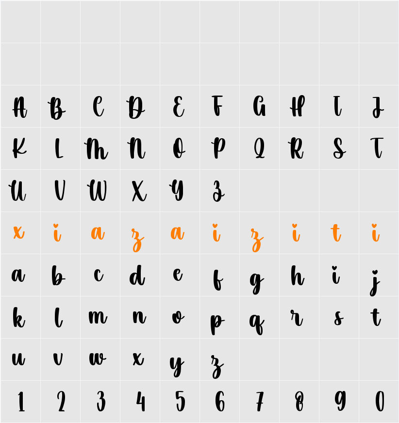 Rainfall 字符映射表