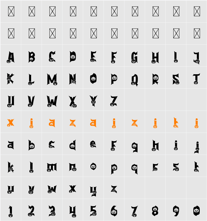 Purgatorie Pumpkin 字符映射表