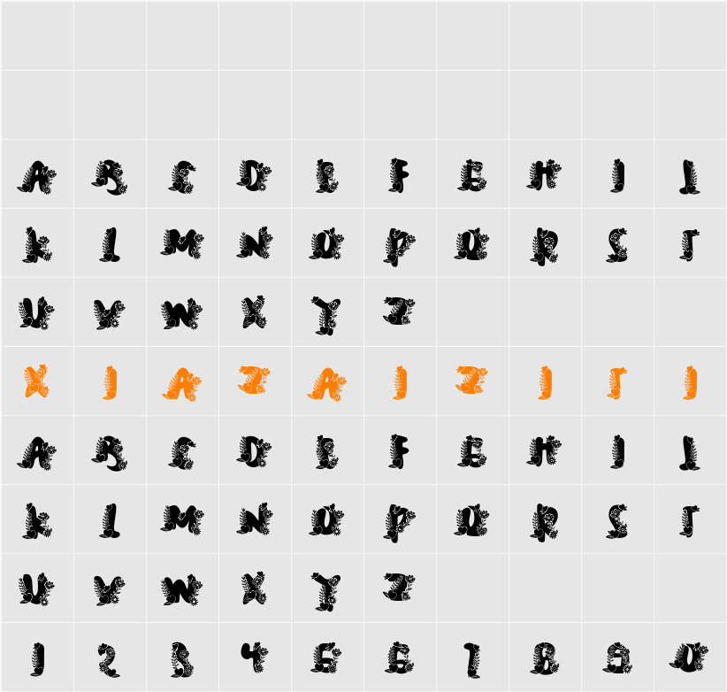 Plump Love Monogram 字符映射表