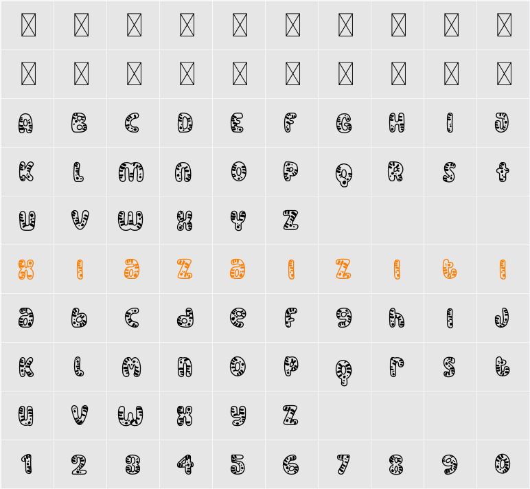 Monster Mash Dino 2 字符映射表