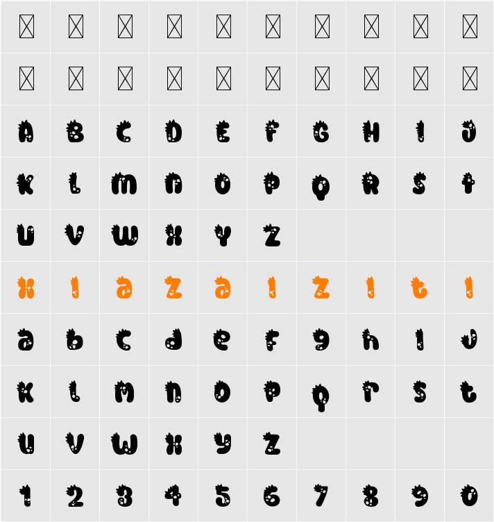 Monster Mash Dino 3 字符映射表