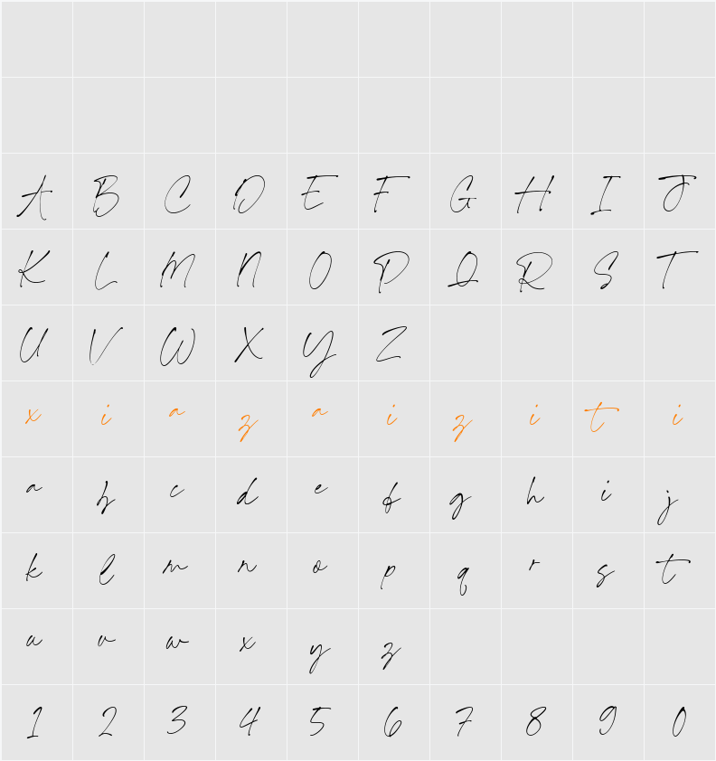 Oriental Village 字符映射表