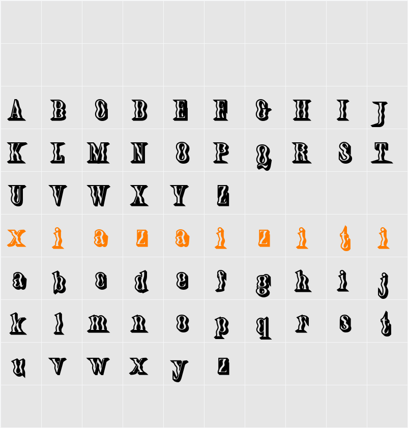 Quagey 3D Demo ExtrudeRight 字符映射表