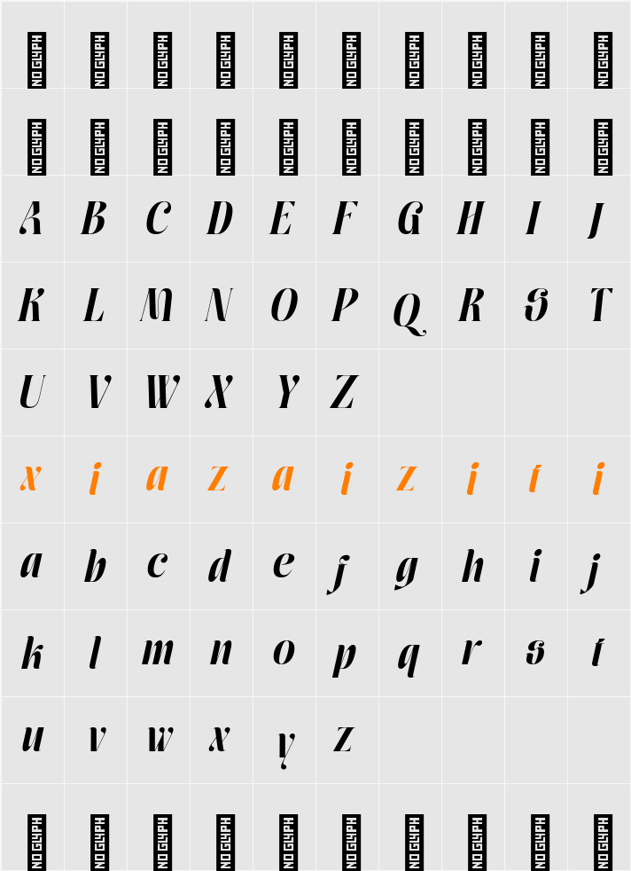 Moxtas Italic 字符映射表