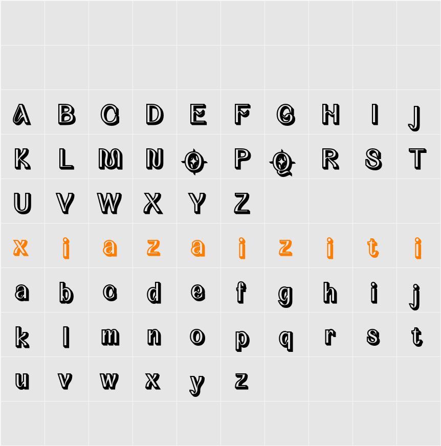 Quency 3D Demo Extrude Right 字符映射表