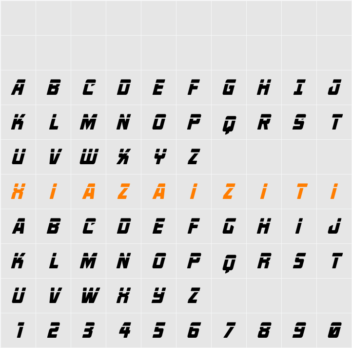 Quicky Nick Laser 字符映射表
