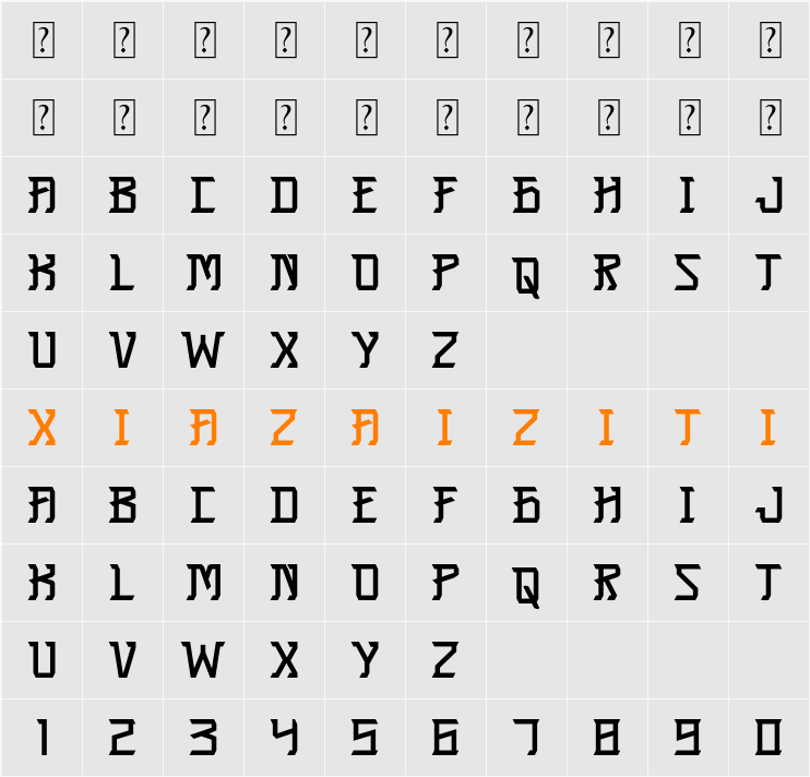 NUGROB 字符映射表