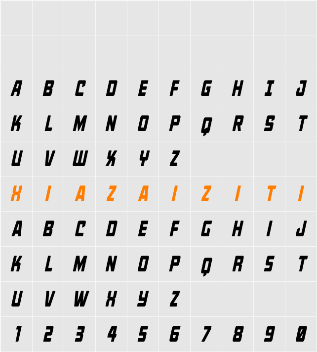 Quicky Nick Condensed 字符映射表