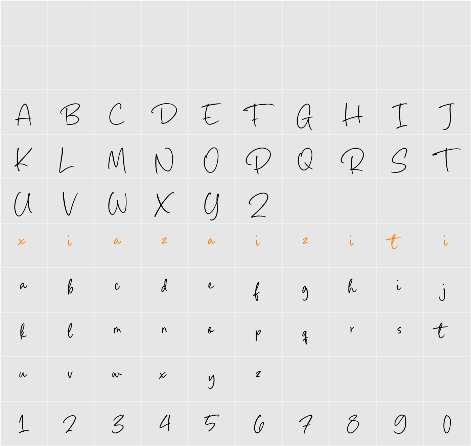 Palms Delight 字符映射表