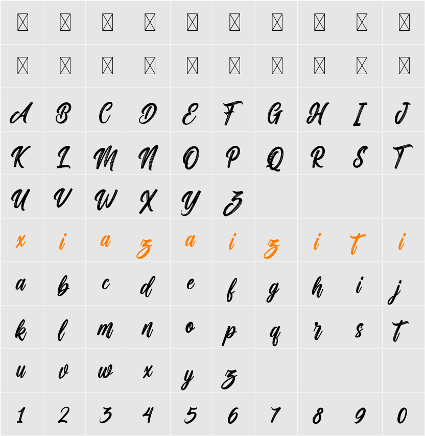 Milestone Brush 字符映射表