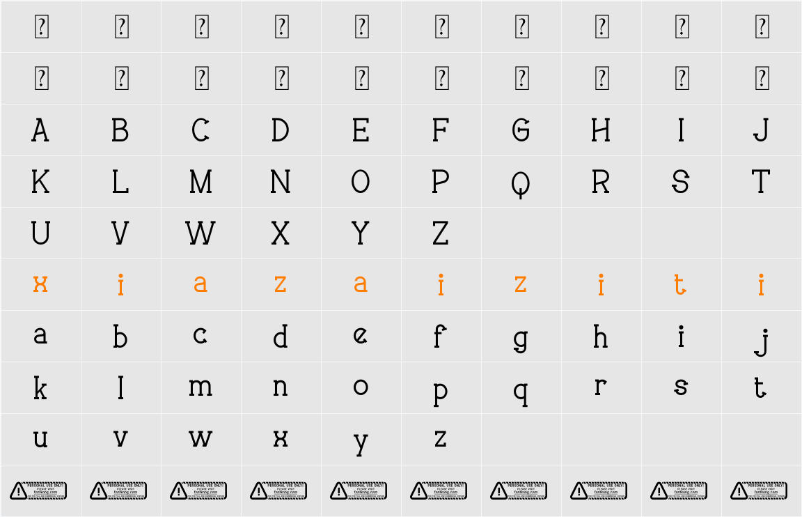 Moveina PERSONAL USE ONLY! 字符映射表