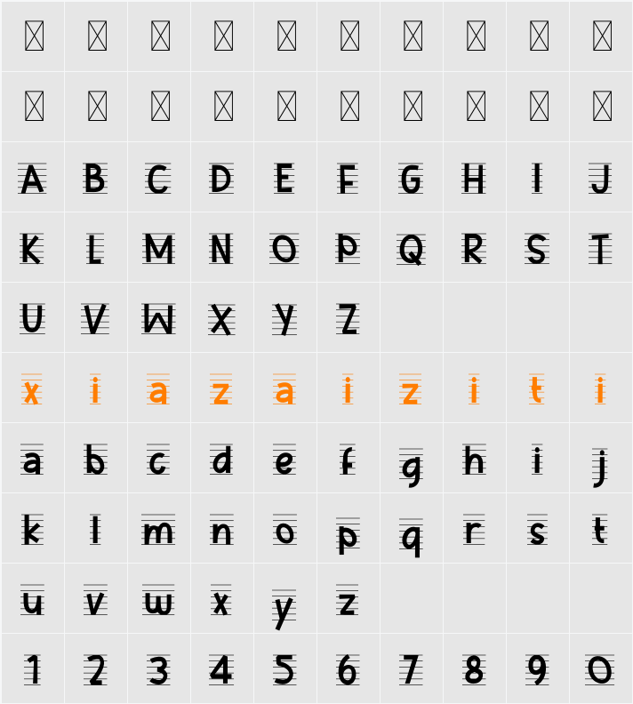 Music Note Four 字符映射表