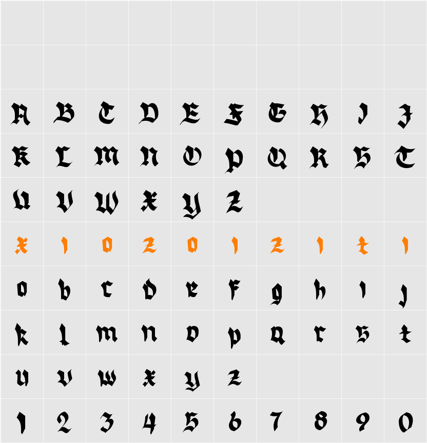 Over Dark 字符映射表