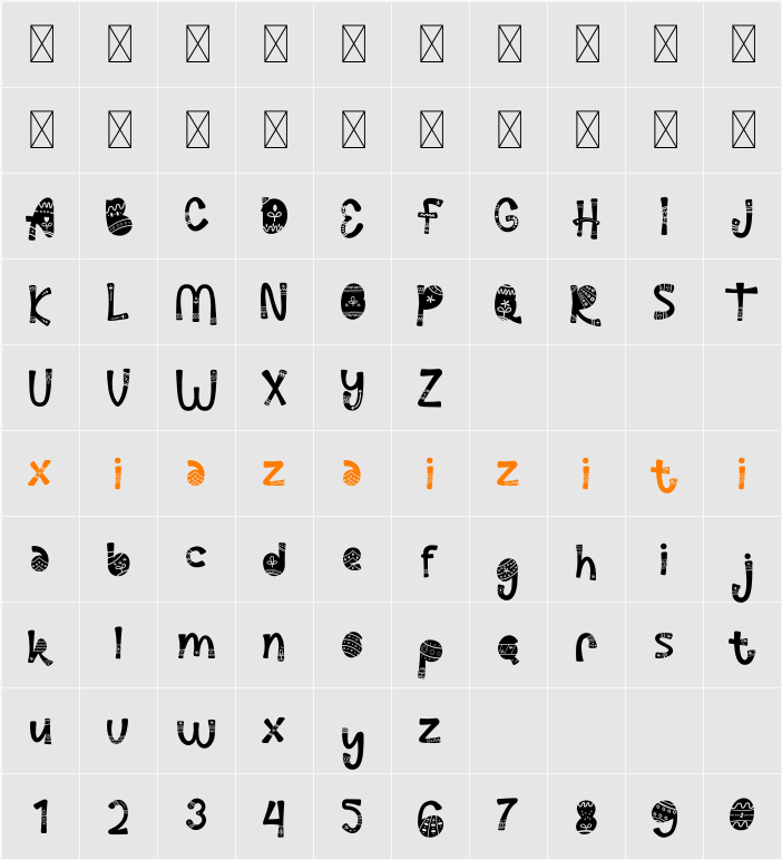 Palm Sunday Decorative 字符映射表