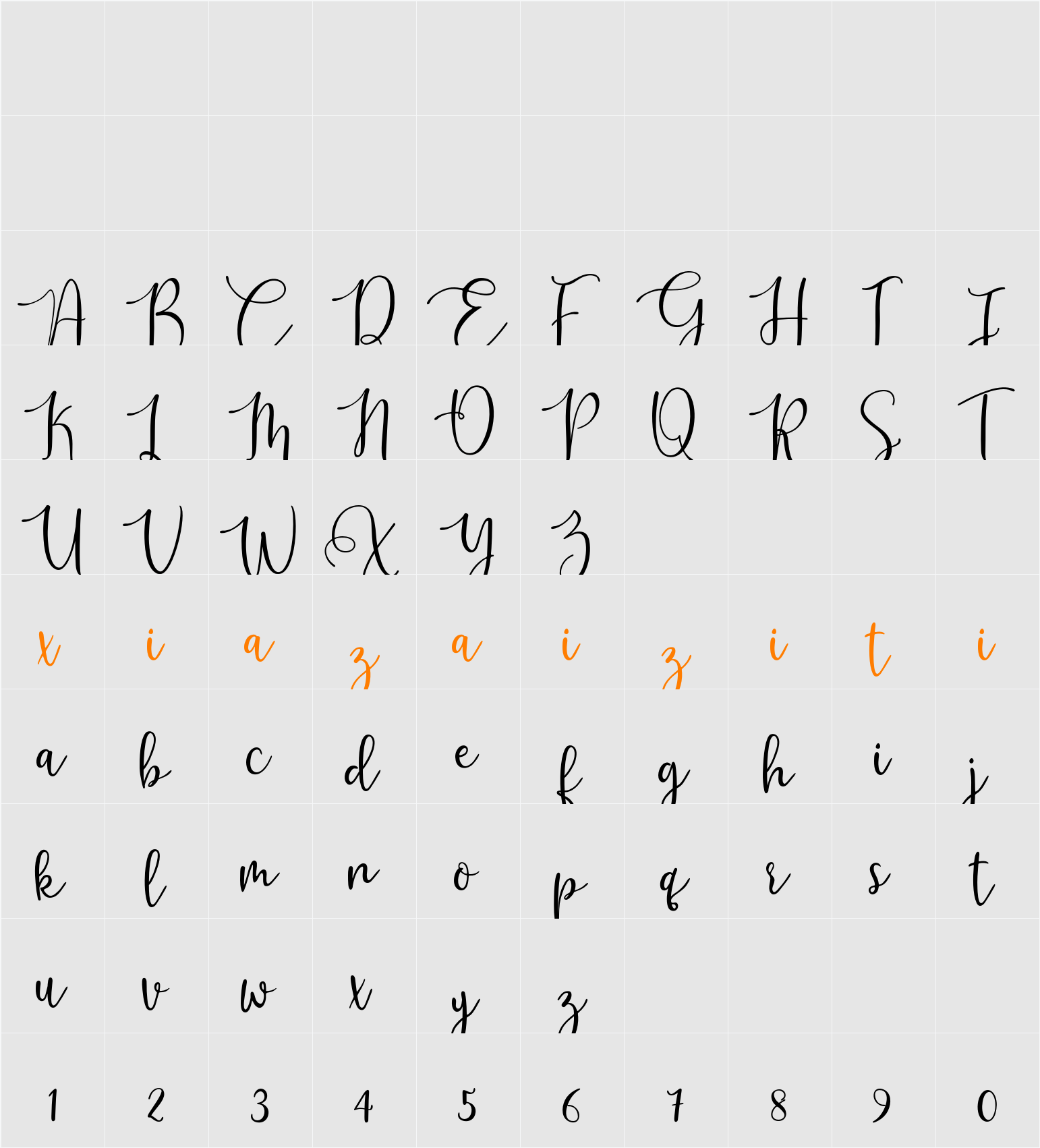 Platipus Script 字符映射表