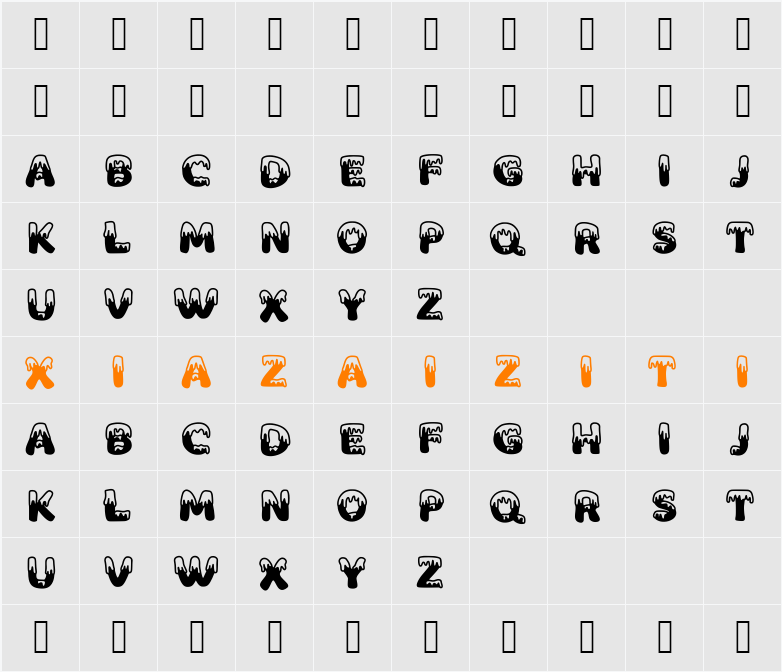 oh snowdemo 字符映射表