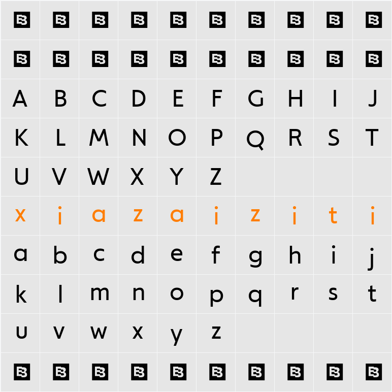 Modeska Trial 字符映射表