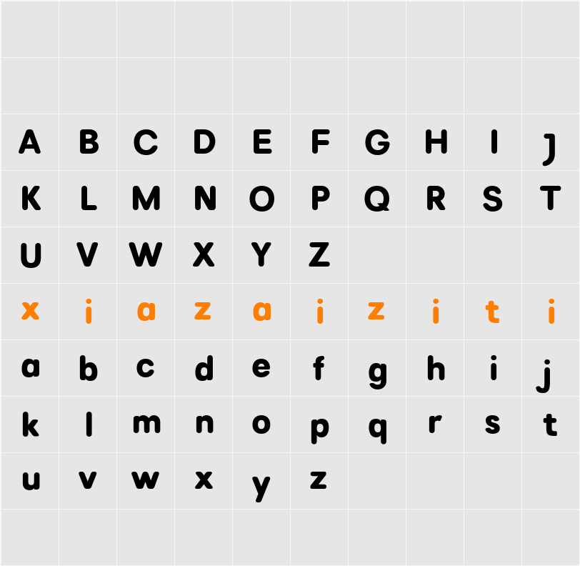 Radeil Rounded Demo 字符映射表