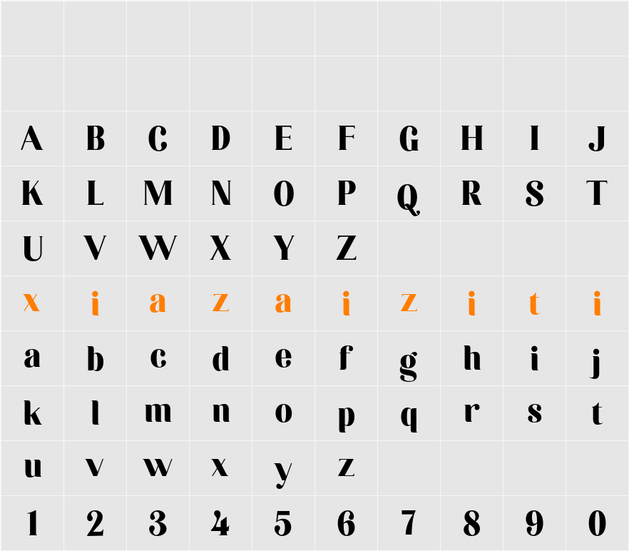 Rastiga 字符映射表