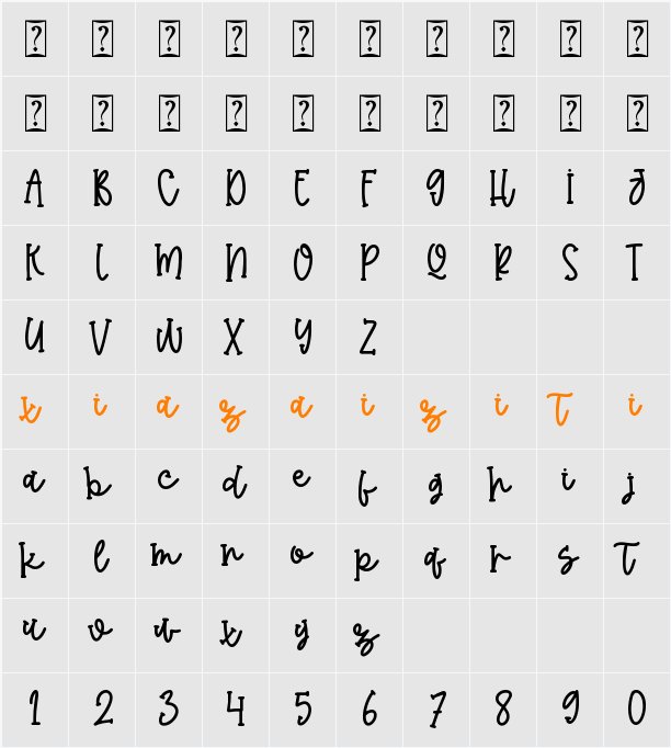 Quirky Fabrica 字符映射表