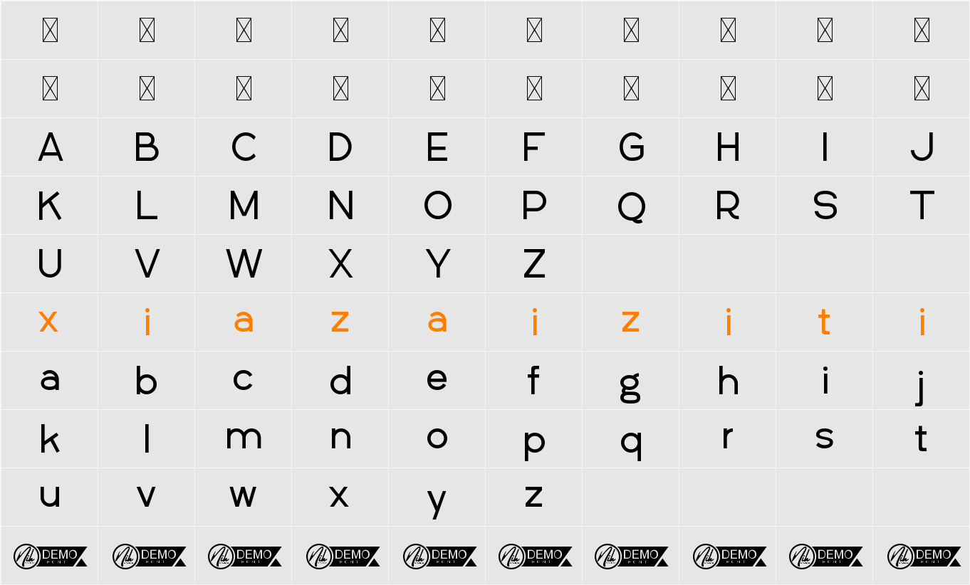 North Seano Demo 字符映射表