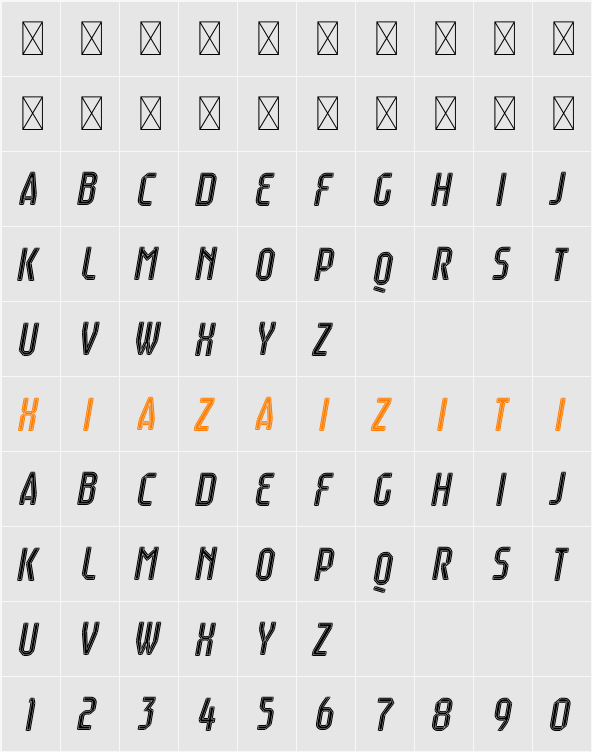 Raumdeuter Diamond Italic 字符映射表