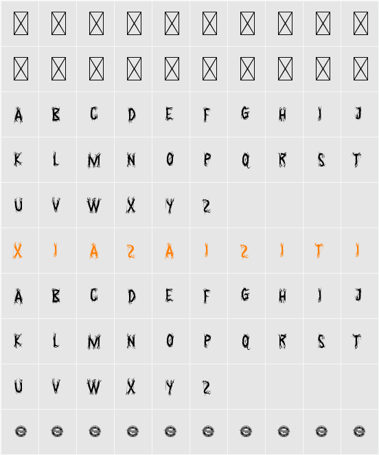 NightMetalDemo 字符映射表