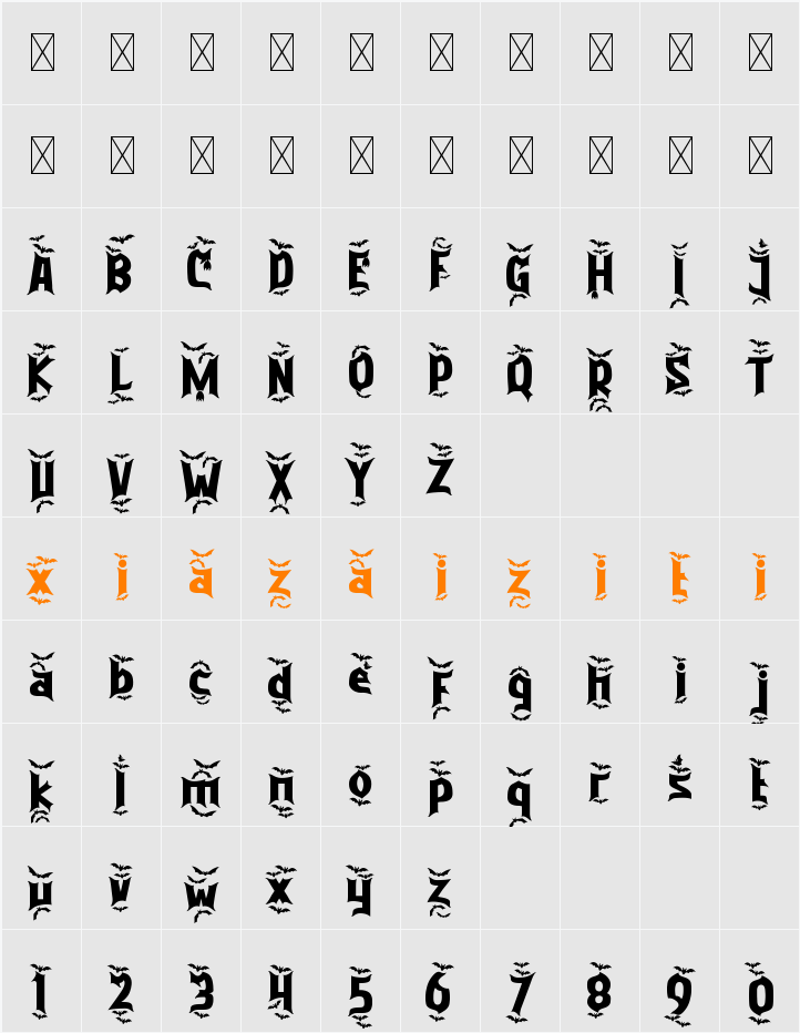Purgatorie Bat 字符映射表