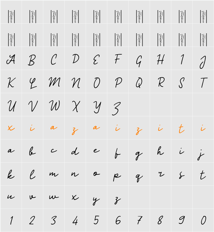 Oblamy Script 字符映射表