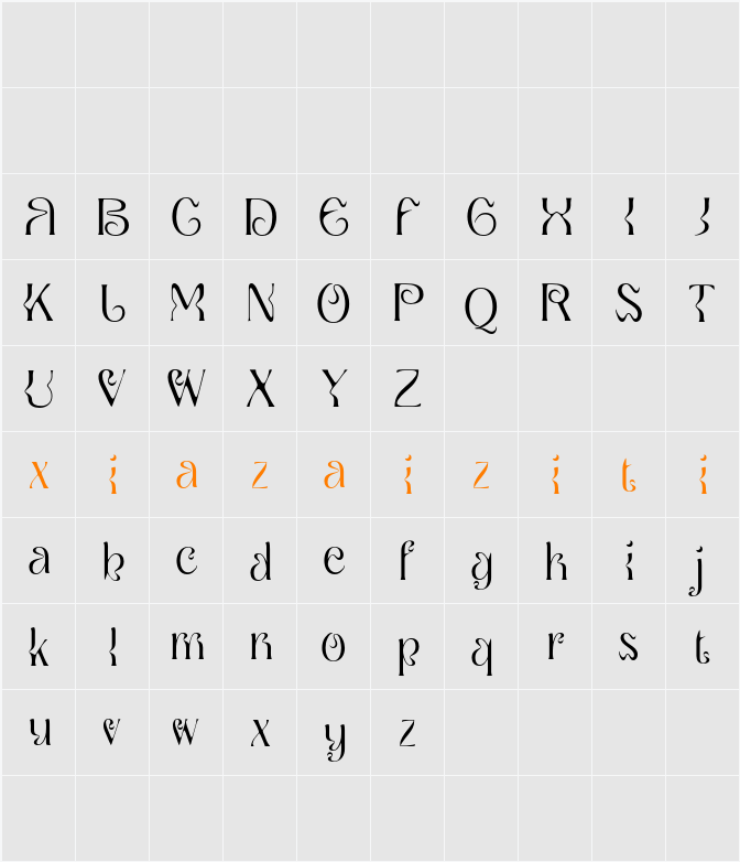 Qaila Vintage Demo Drawn 字符映射表