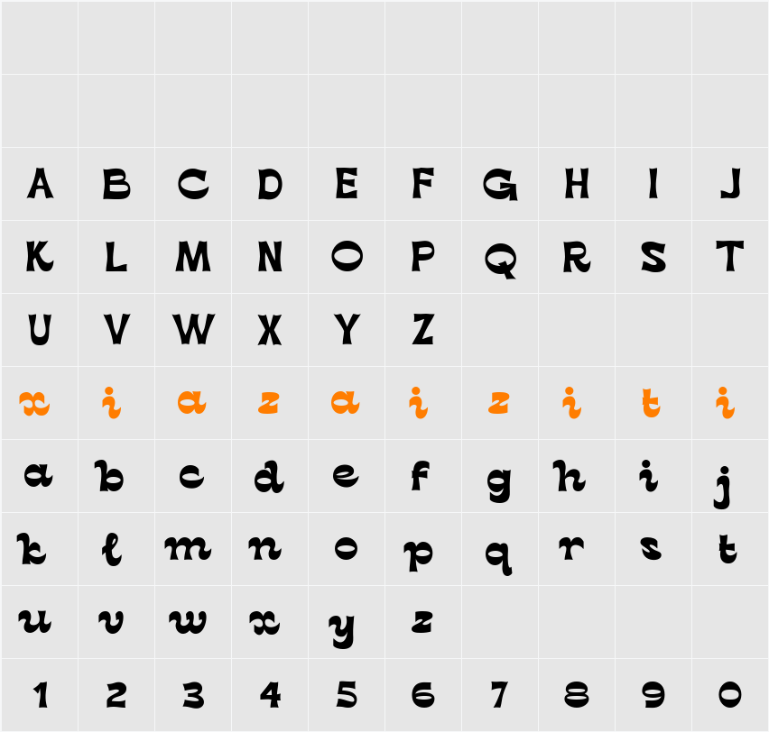 Nolly Roho DEMO 字符映射表