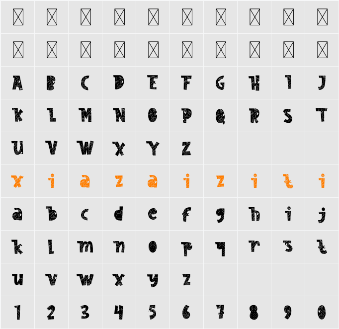 Nordic Whimsy Seven 字符映射表