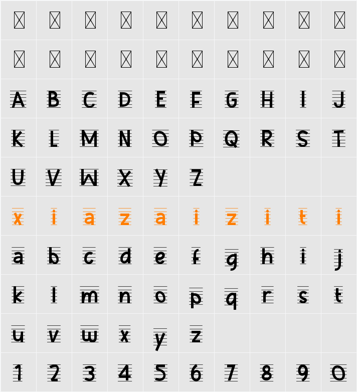 Music Note Four 字符映射表