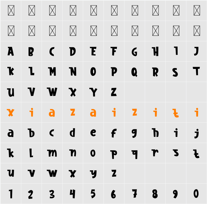 Nordic Whimsy 字符映射表