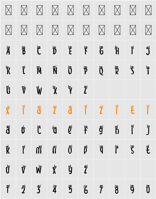 Meow Zilla Cat 5 字符映射表