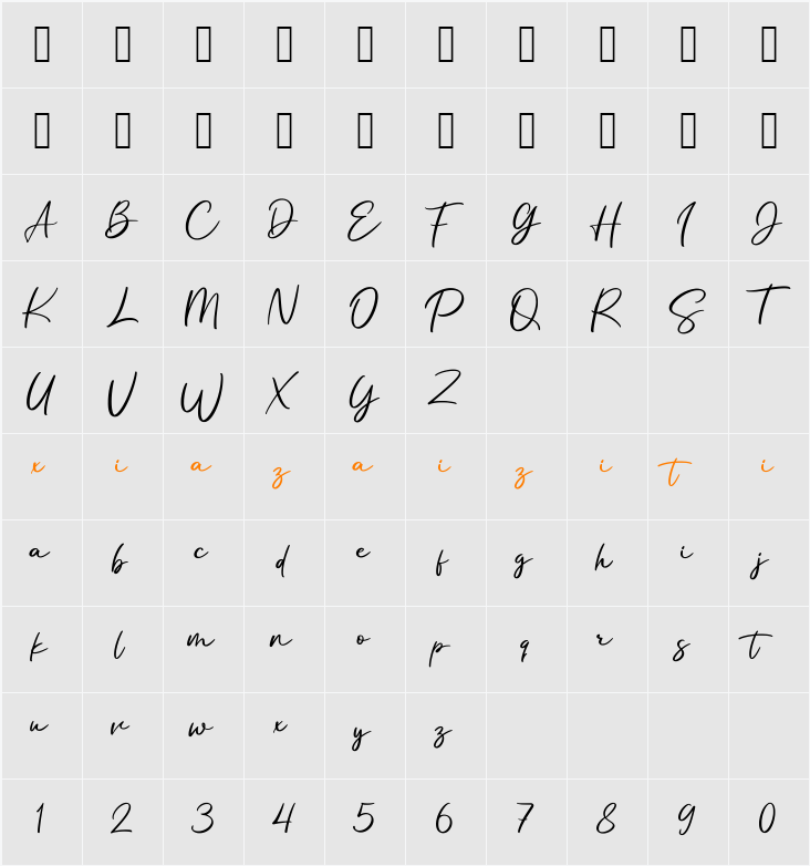 Poetra Sinatria 字符映射表