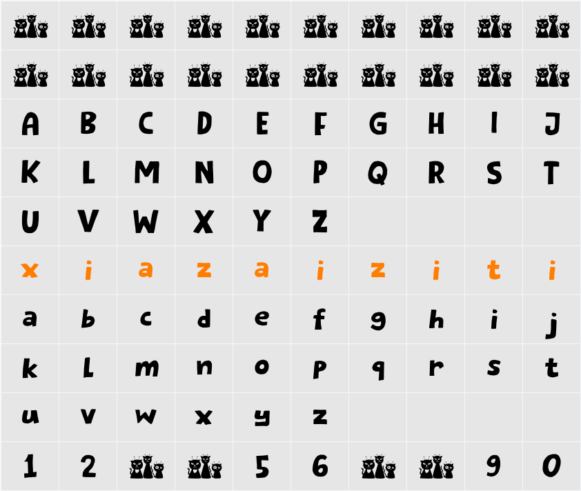 Meowtant Kittens DEMO 字符映射表