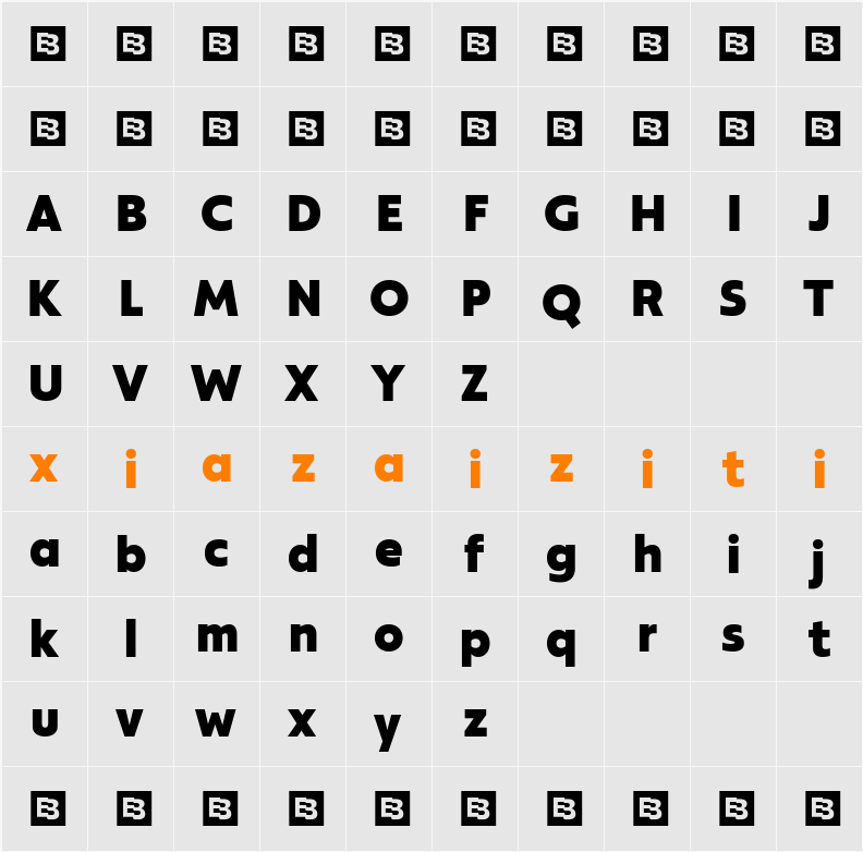 Modeska Trial Black 字符映射表