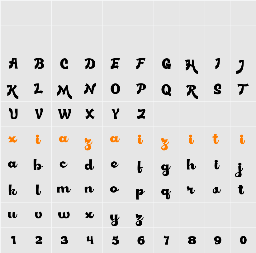 Mollinder DEMO 字符映射表