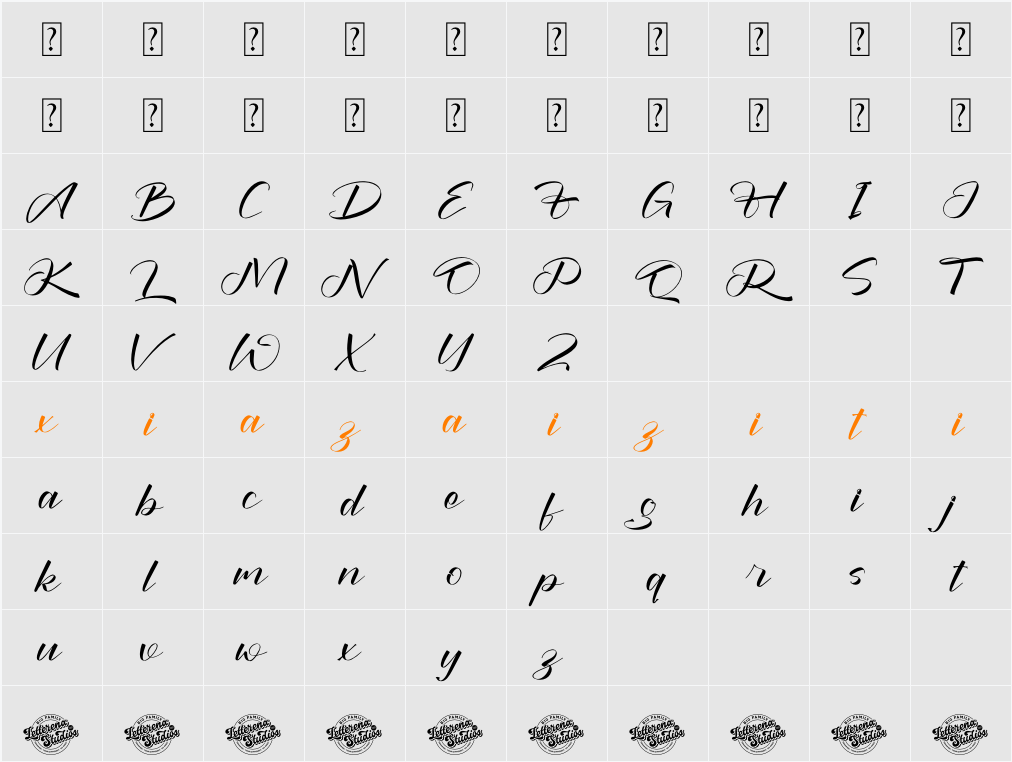 Racheli Claudia DEMO VERSION 字符映射表