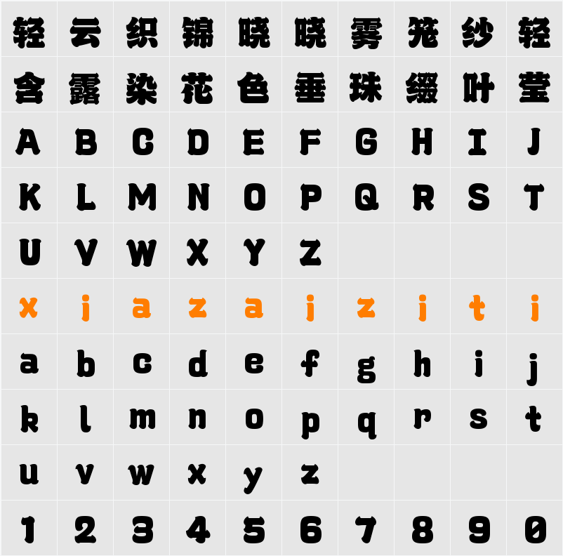 Aa龙象体 字符映射表